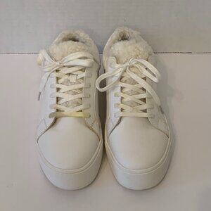 American Eagle Outfitters Womens Size 11 White Shoes Sneakers Sherpa Tongue
